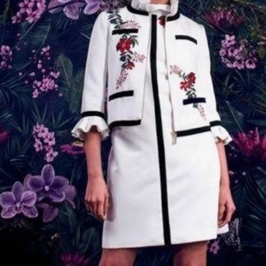 TED BAKER LONDON SET Ruffle Cuff Embroidered Jacket and Dress Set Size Ted 1